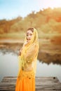 Asian woman dressed imitate Persian dancers Royalty Free Stock Photo